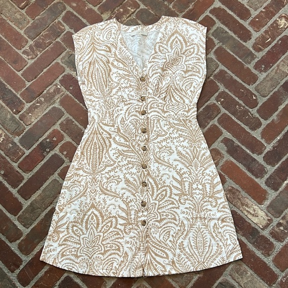 LOFT Cream and Tan Mini Dress - Picture 2 of 6